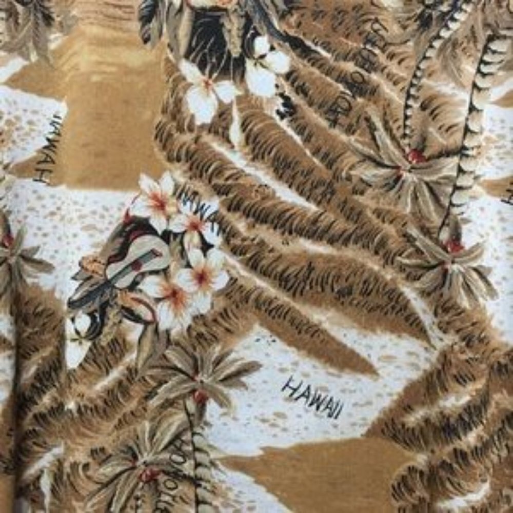 VTG Entity Daniel Benjamin Hawaiian Brown Blouse Palm Tree Bedazzled Lightweight - Picture 7 of 7